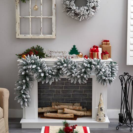 9ft. Pre-Lit LED Flocked Artificial Christmas Garland